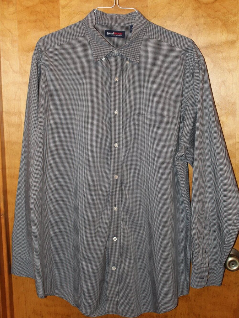 Roundtree & Yorke Travelsmart Mens Size 2XT Long Sleeve Black & White Plaid #84